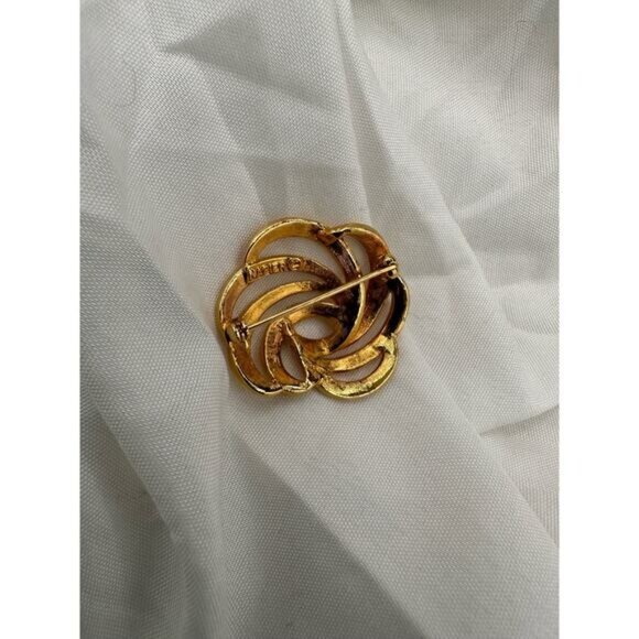 Vintage Napier Gold-Tone Swirl Brooch Pin Jewelry Accessory - Picture 2 of 4
